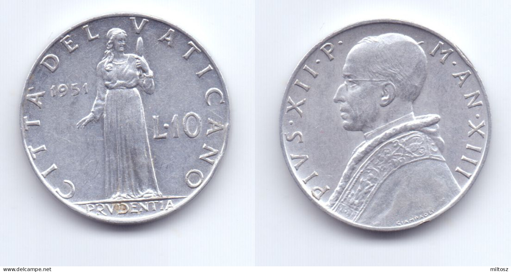 Vatican 10 Lire 1951 - Vatikan