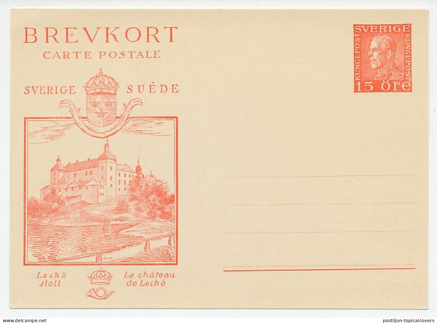 Postal Stationery Sweden Castle Lecko - Castelli