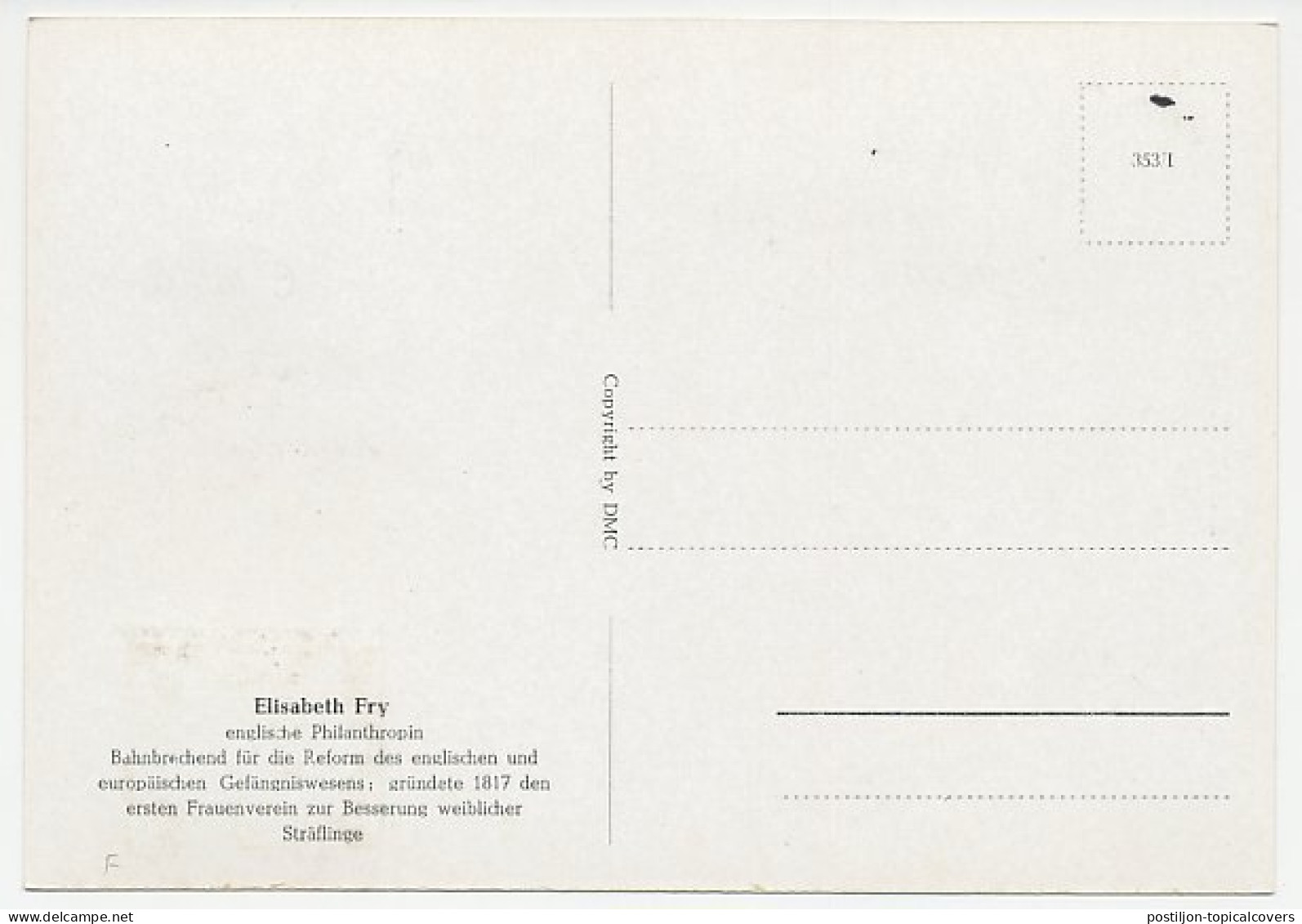 Maximum Card Germany 1953 Elizabeth Fry - Reformer Prison System - Red Cross - Police - Gendarmerie