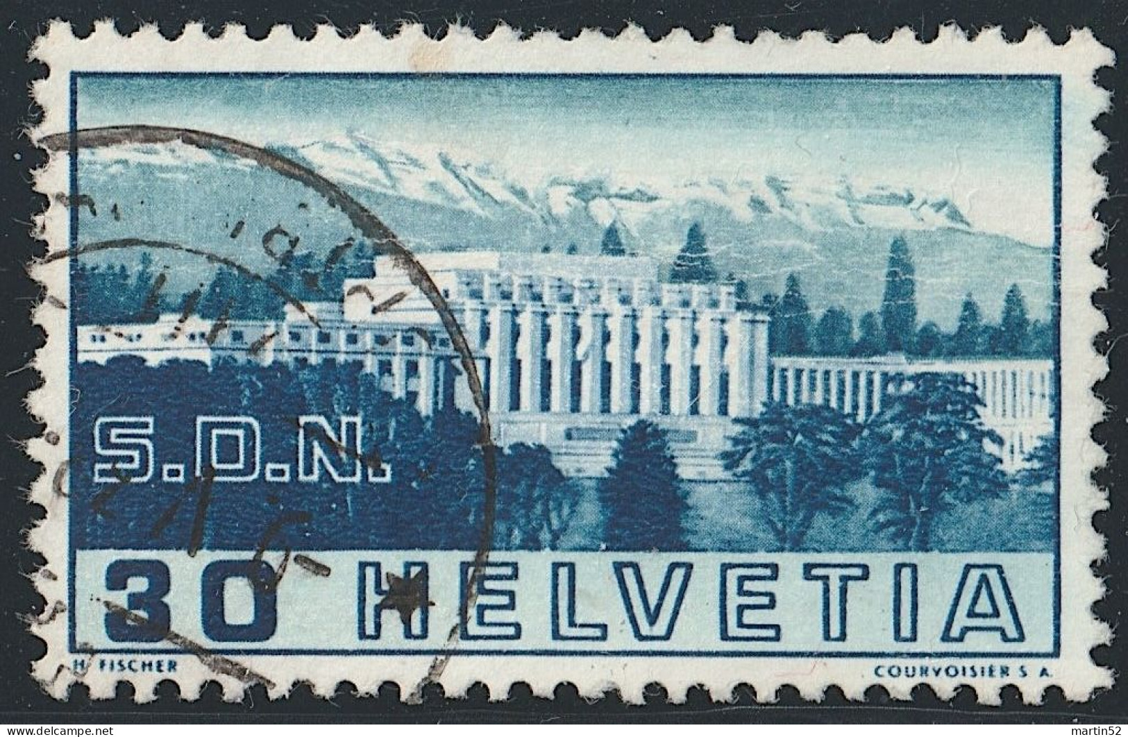 Schweiz Suisse 1938: Palais SdN GEBROCHENE SÄULE COLONNE CASSÉE Zu 212.2.02 Mi 322 ABART Yv 308 (Zu CHF 350.00) - Errores & Curiosidades