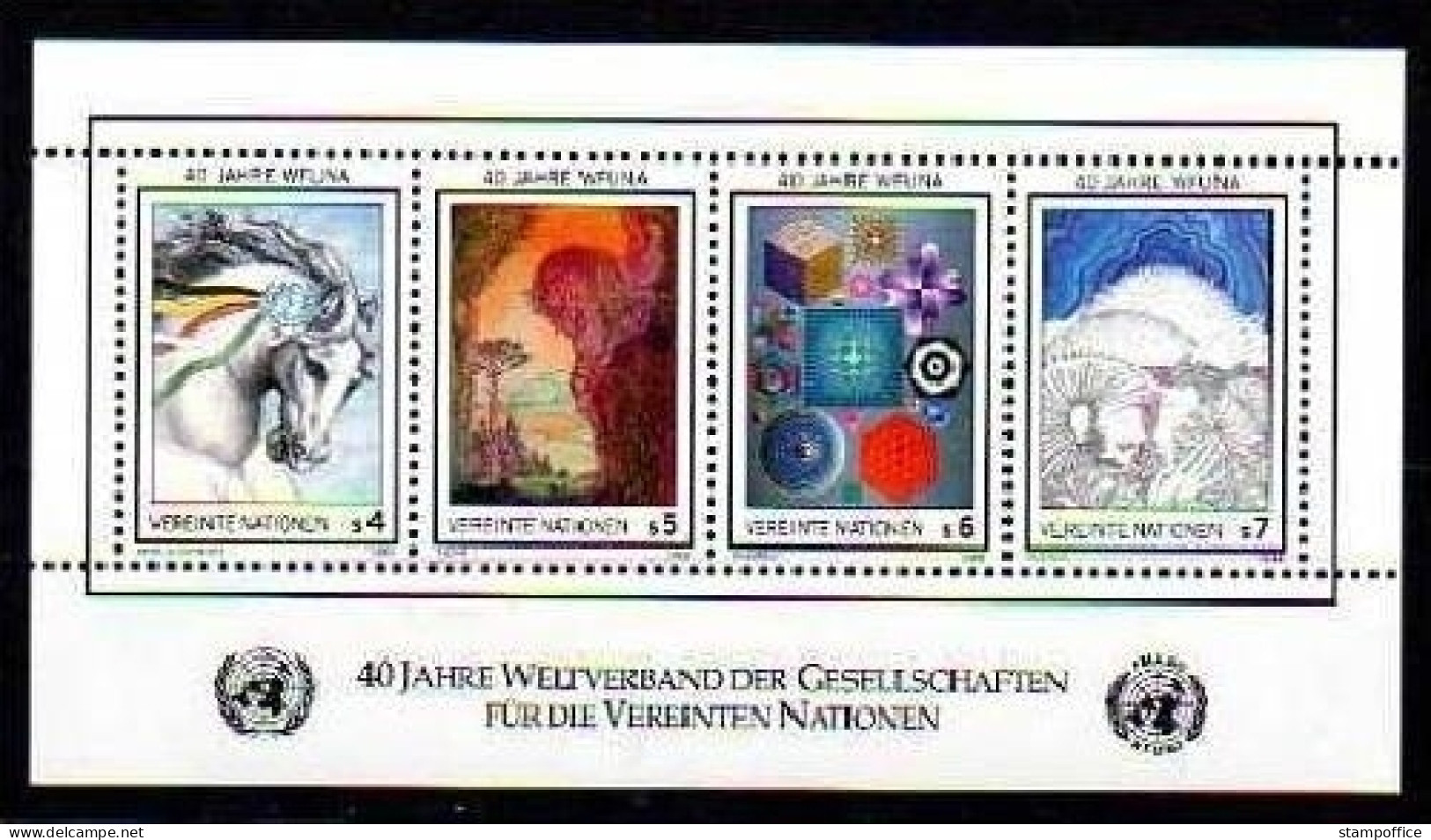 UNO WIEN BLOCK 3 POSTFRISCH(MINT) 40 JAHRE WFUNA 1986 GEMÄLDE - Blokken & Velletjes