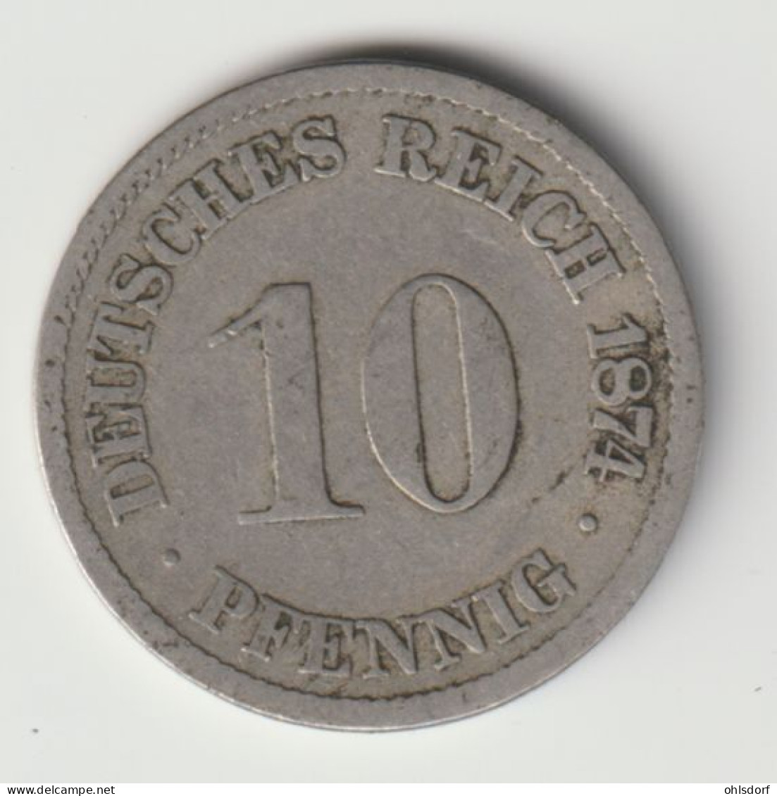 DEUTSCHES REICH 1874 A: 10 Pfennig, KM 4 - 10 Pfennig