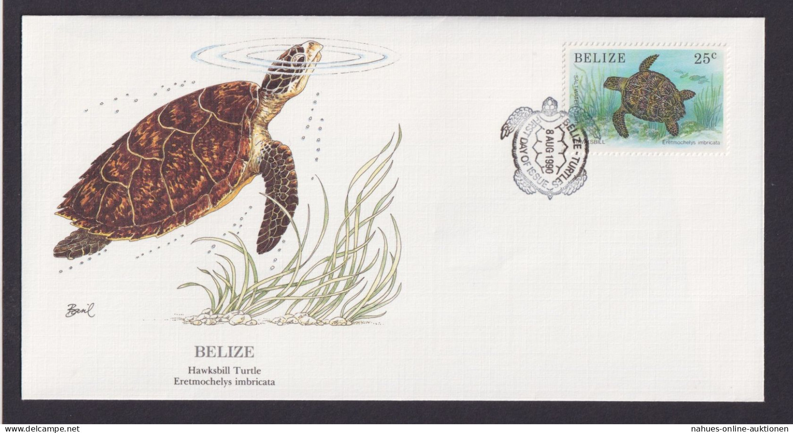 Belize Mittelamerika Fauna Tiere Karettschildkröte Schöner KünstlerBrief - Belize (1973-...)