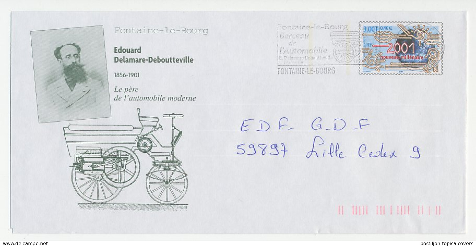 Postal Stationery / PAP France 2001 Car - Edouard Delamare Deboutteville - Inventor - Autos