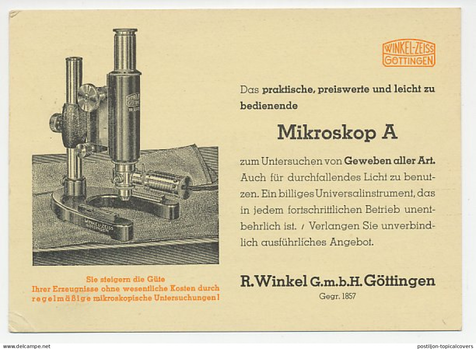 Illustrated Card Deutsches Reich / Germany 1939 Microscope - Zeiss - Sonstige & Ohne Zuordnung