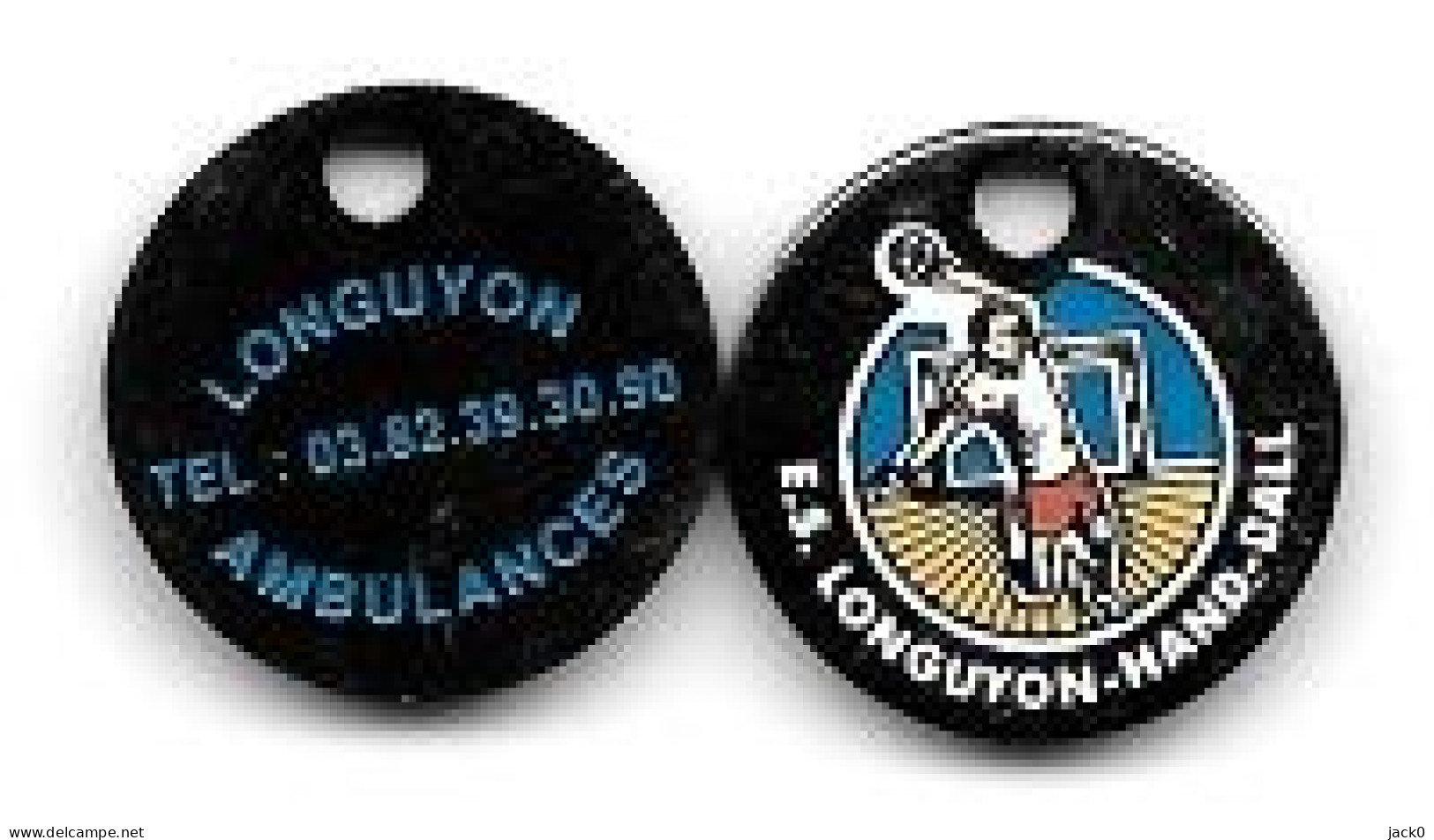 Jeton De Caddie  Ville, Médical  AMBULANCES LONGUYON Sponsor Sport Hand-ball  E.S. LONGUYON-HAND-BALL  ( 54 ) - Trolley Token/Shopping Trolley Chip