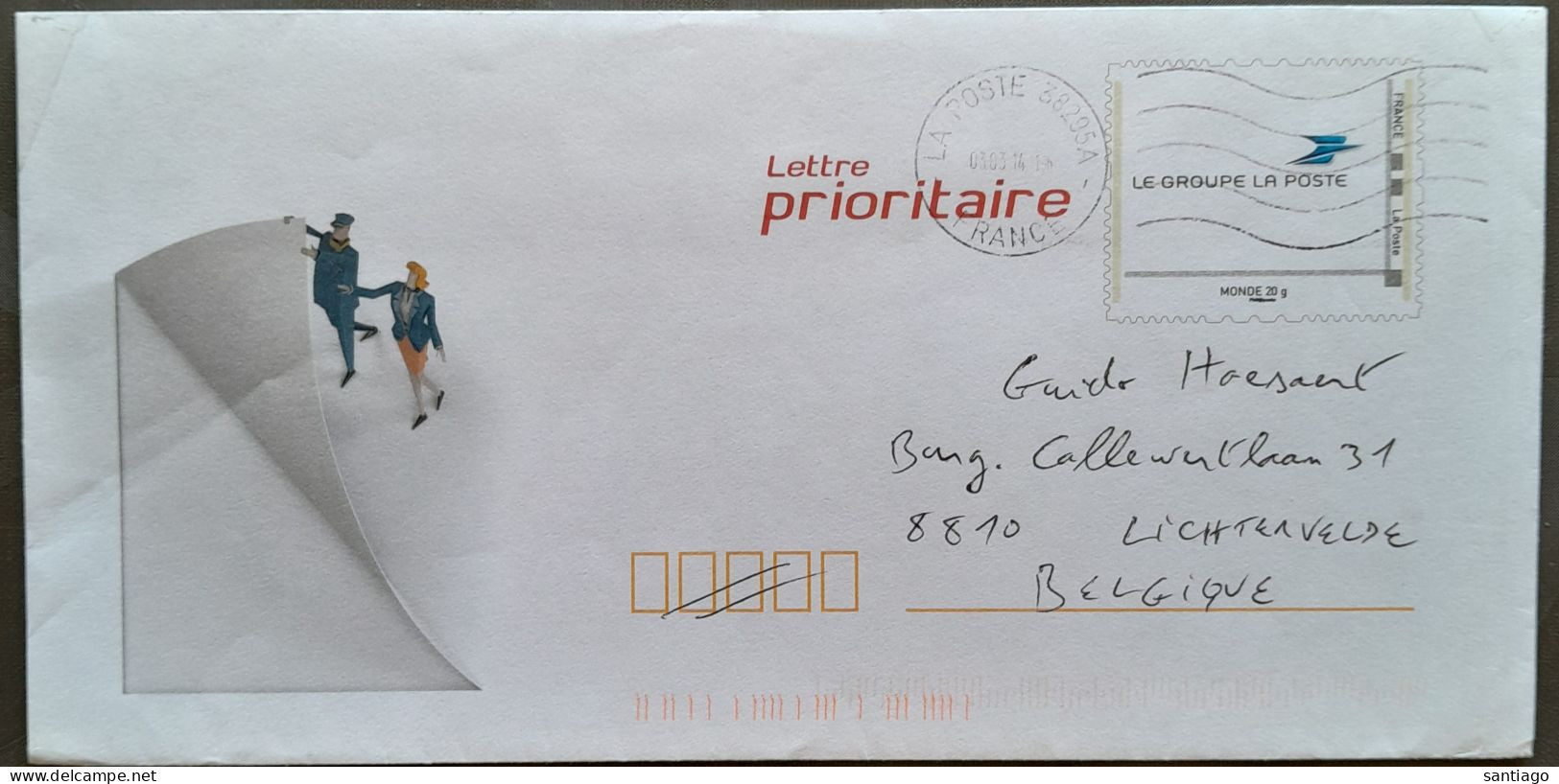 France : Gelopen Briefomslag "lettre Prioritaire"    Afstempeling : "La Poste" - PAP: Sonstige (1995-...)