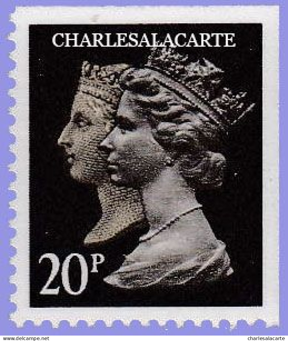 GREAT BRITAIN 1990 MACHIN 1d. BLACK ANNIV. 20p. BLACK  HARRISON  IMPERF. TOP + RIGHT S.G. 1469   U.M. / N.S.C. - Série 'Machin'