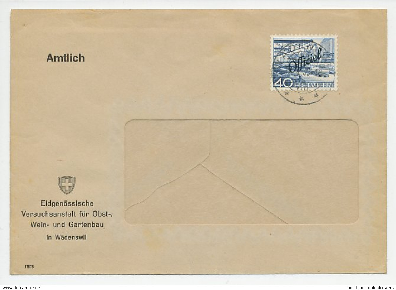 Official Service Cover / Postmark Switzerland 1955 Federal Research Institute For Fruit, Wine And Horticulture - Vinos Y Alcoholes