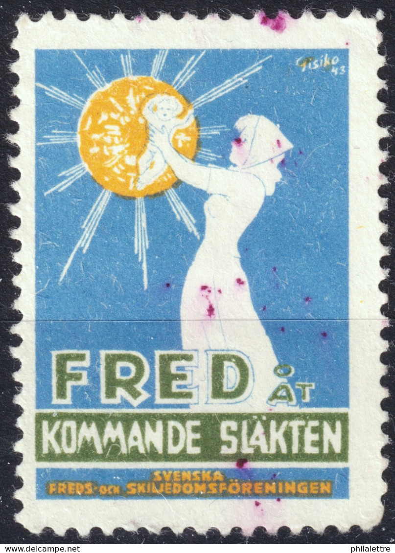 SUÈDE / SWEDEN - 1943 Pacifist Cinderella Stamp "FRED ÅT KOMMANDE SLÄKTËN" (Peace For Future Generations) - Used - Usados