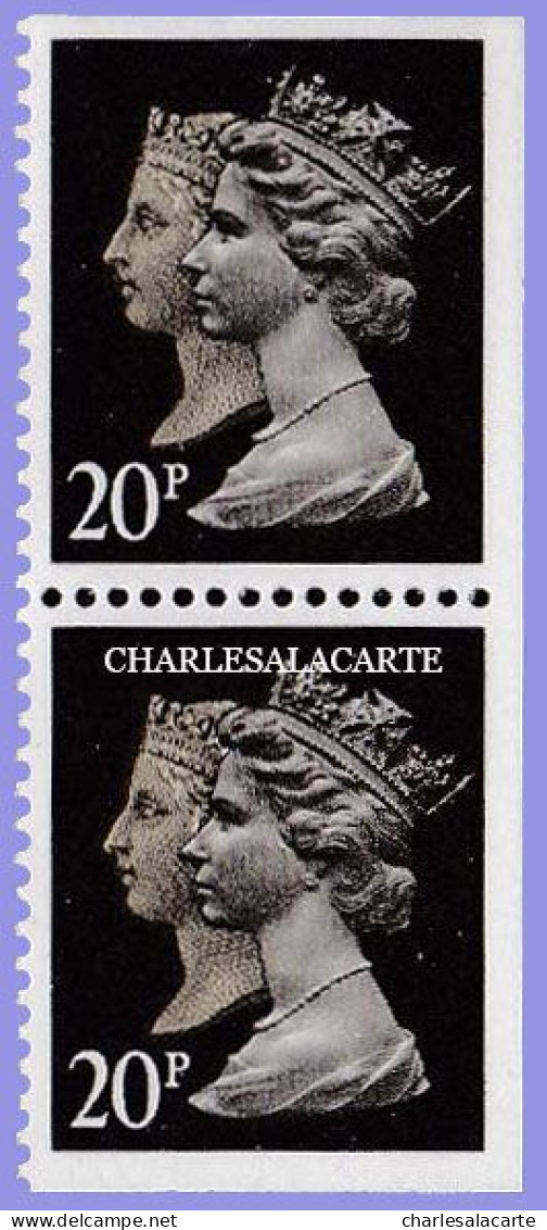 GREAT BRITAIN 1990 MACHIN 1d. BLACK ANNIV. 20p. BLACK  H.  IMPERF. TOP + BASE + RIGHT PAIR  S.G. 1469   U.M. / N.S.C. - Série 'Machin'