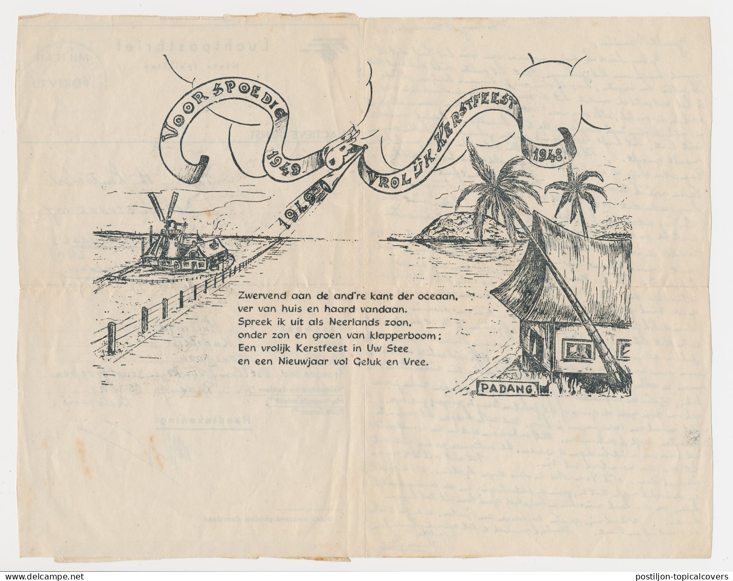 OAS Illustrated Military Airmail Letter Netherlands Indies 1948  - Indes Néerlandaises