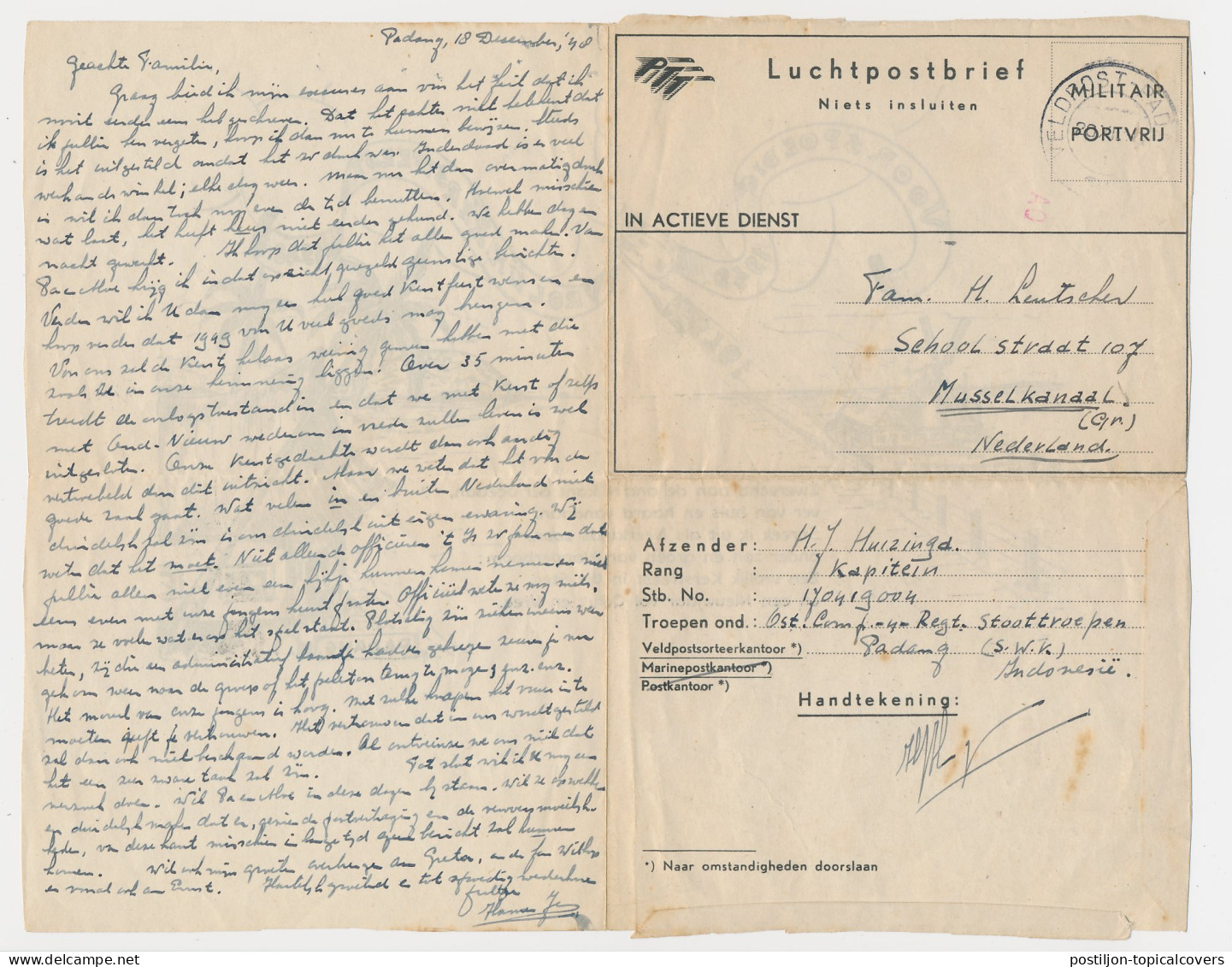 OAS Illustrated Military Airmail Letter Netherlands Indies 1948  - Indes Néerlandaises