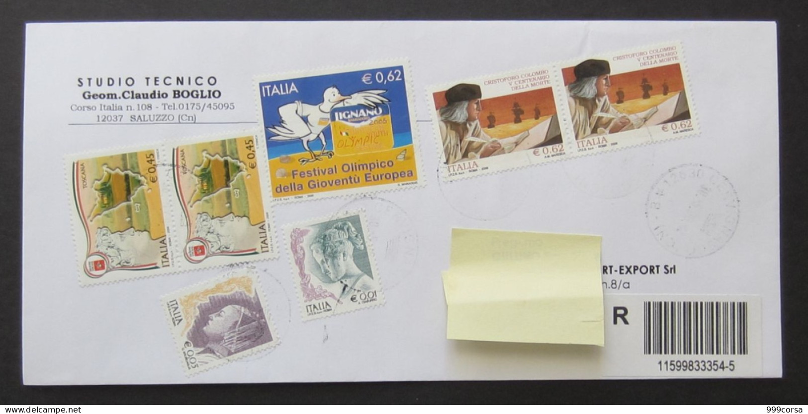 Storia Postale 2006, Raccomandata, Vari Valori X 2,80 Euro, Busta Non Filatelica  (Re)R12 - 2001-10: Storia Postale