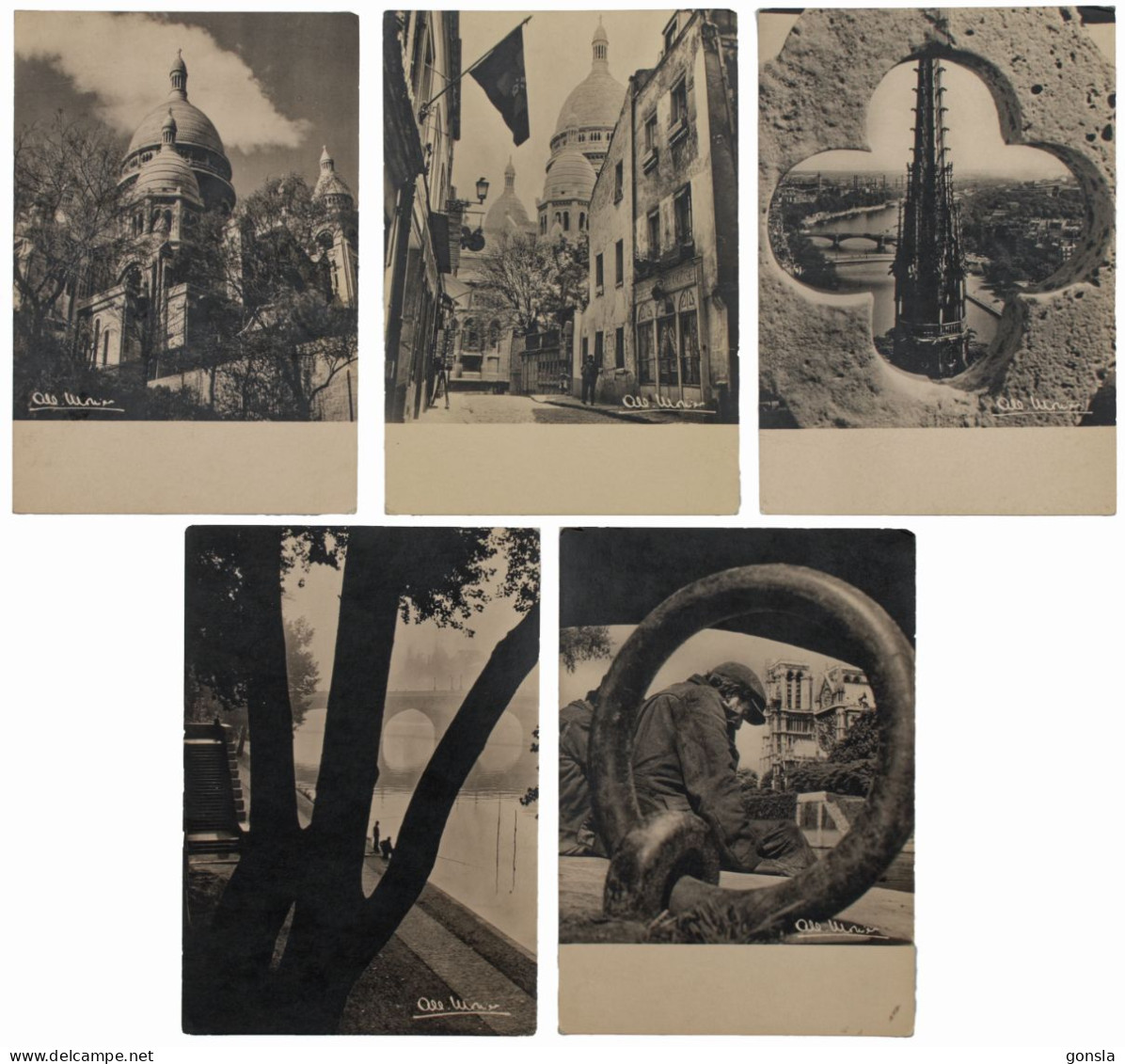 PARIS 1951 "Albert Monier" Lot De 5 Cartes Postales De Qualités - Monier