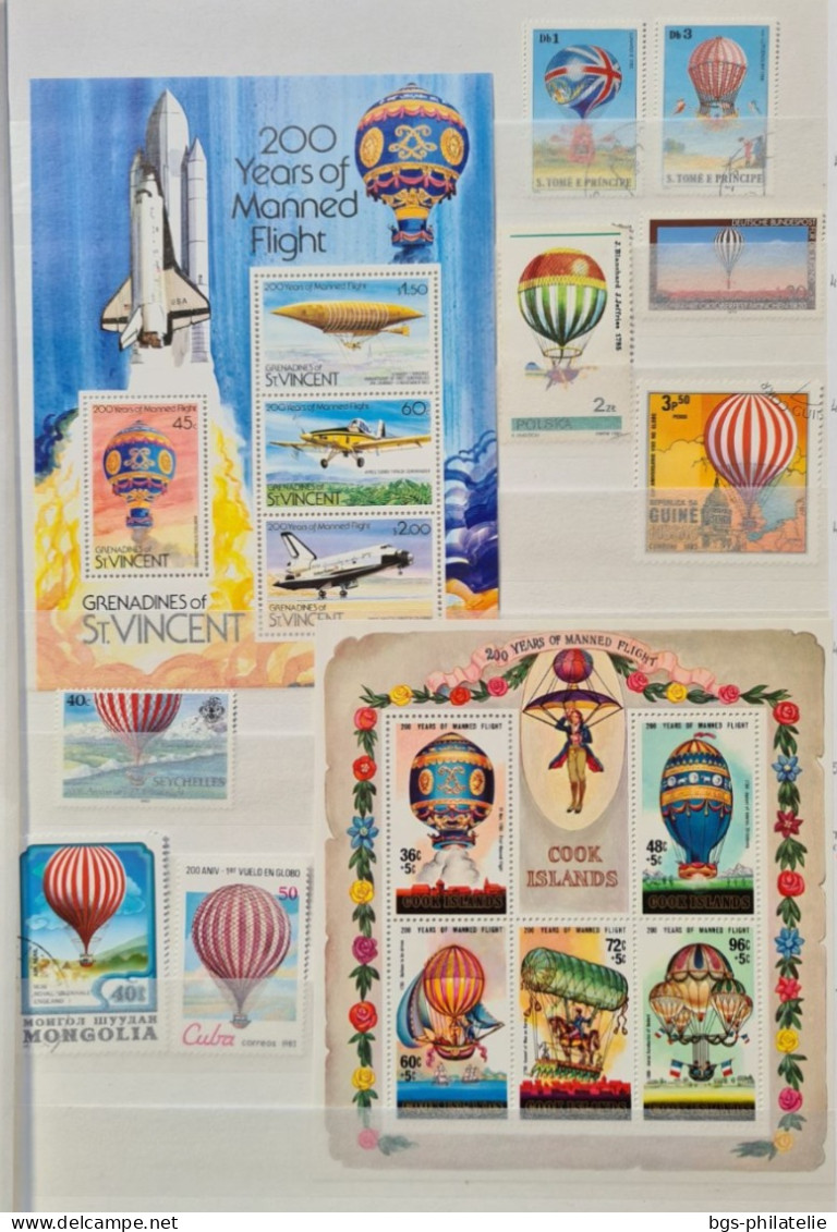 Collection De Timbres Sur Le Thème Des Montgolfières. - Collections (without Album)