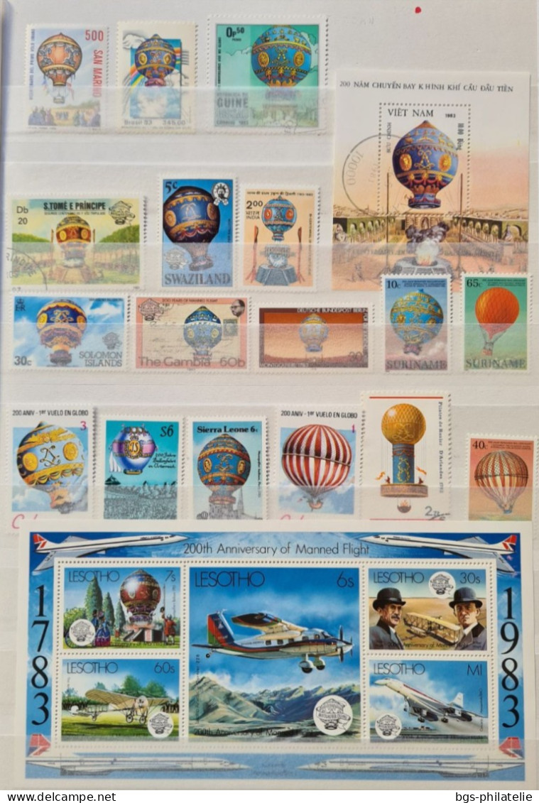 Collection De Timbres Sur Le Thème Des Montgolfières. - Collections (sans Albums)