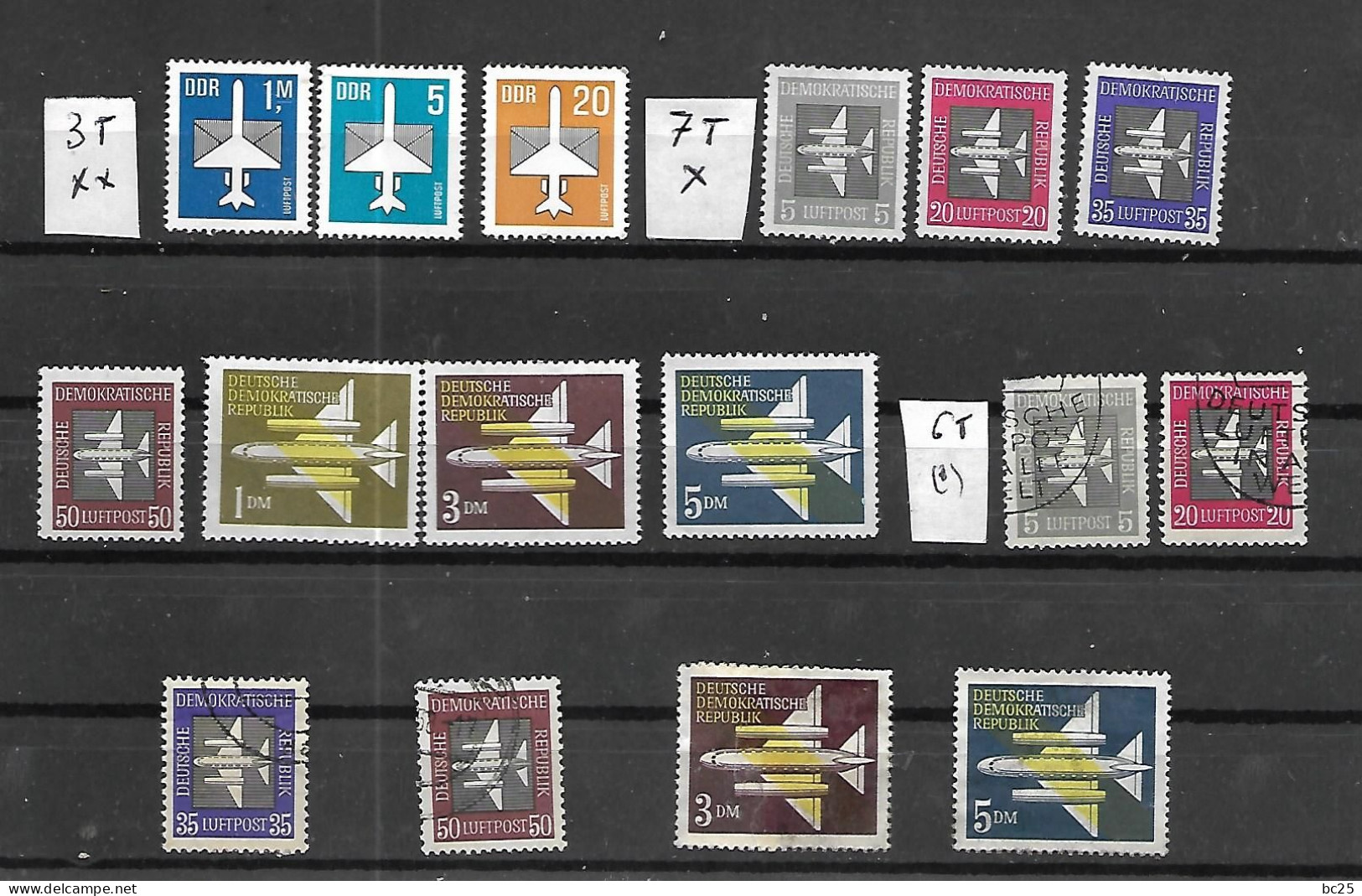 ALLEMAGNE -ORIENTALE-AERIEN-16 TRES BEAUX TIMBRES AVEC 3 NEUFS * * 7 NEUFS * ET 6 OBLITERES- PAS EMINCES-DE 1957 - Airmail