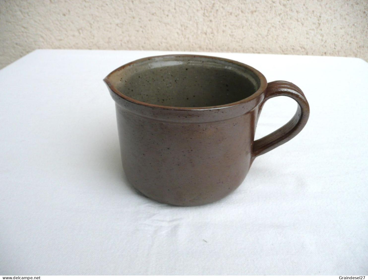 Pot à Lait Ancien En Grès, Diamètre 12,5 Cm, 1/2 Litre - Karaf