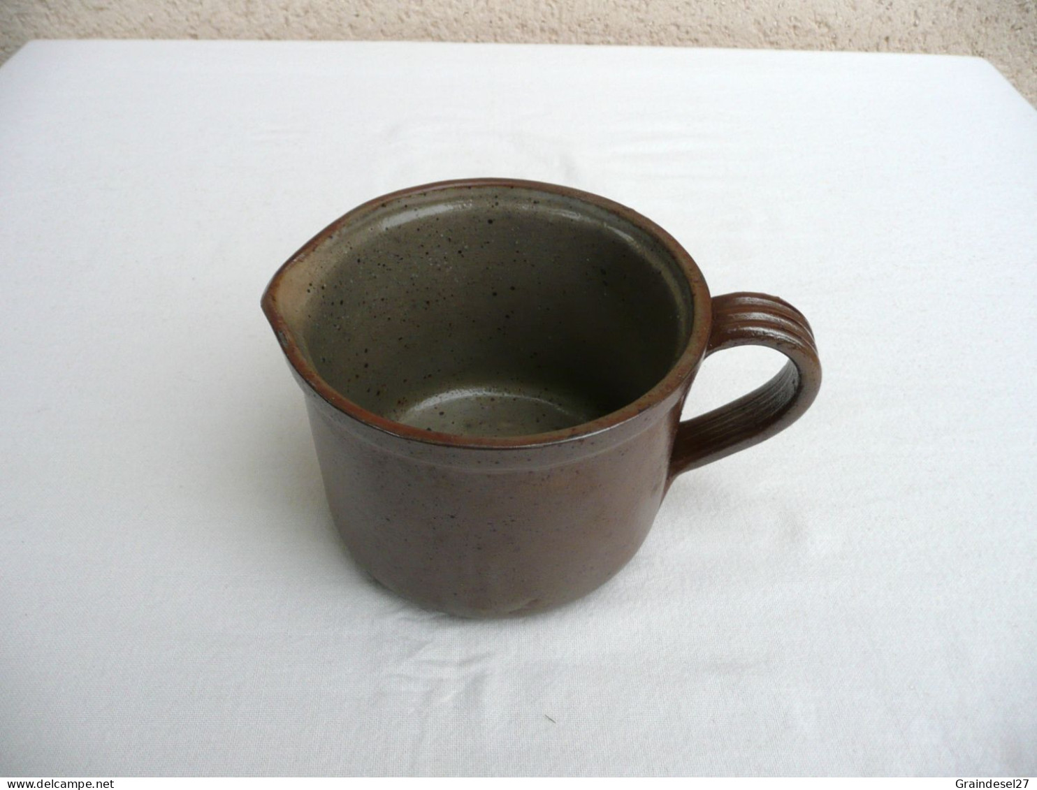 Pot à Lait Ancien En Grès, Diamètre 12,5 Cm, 1/2 Litre - Jugs