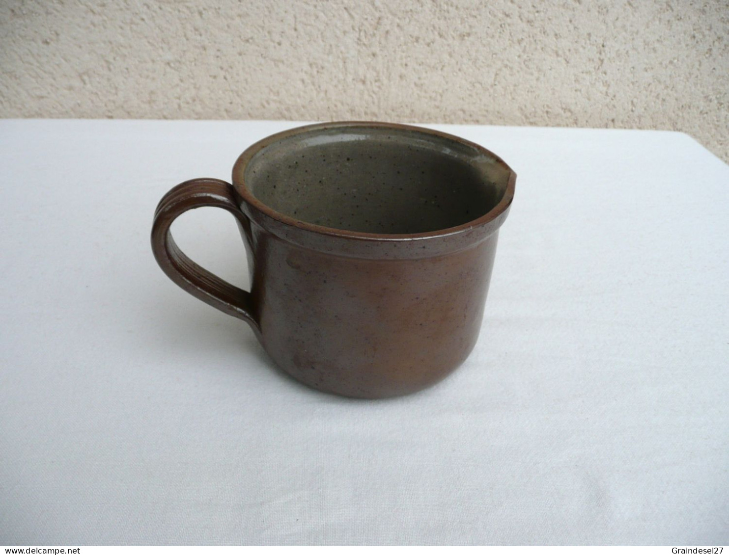 Pot à Lait Ancien En Grès, Diamètre 12,5 Cm, 1/2 Litre - Jugs