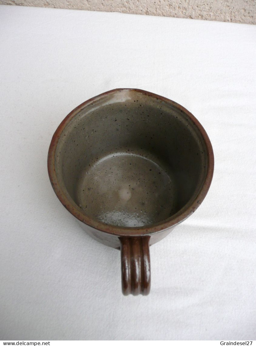 Pot à Lait Ancien En Grès, Diamètre 12,5 Cm, 1/2 Litre - Jugs