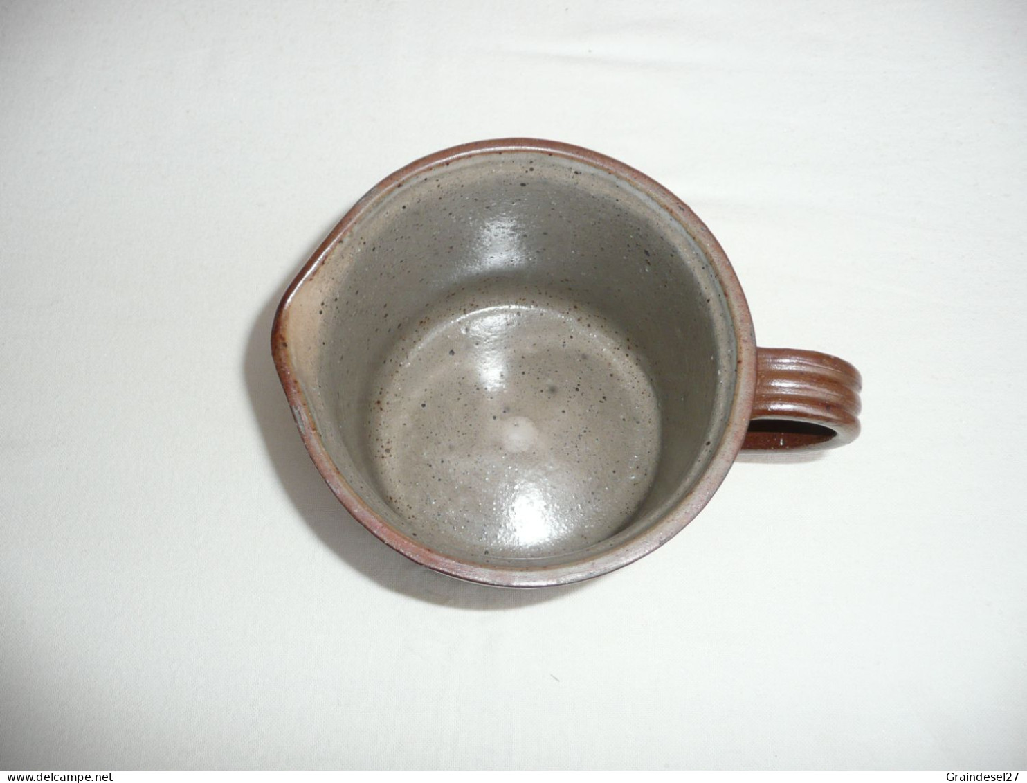 Pot à lait ancien en grès, diamètre 12,5 cm, 1/2 litre