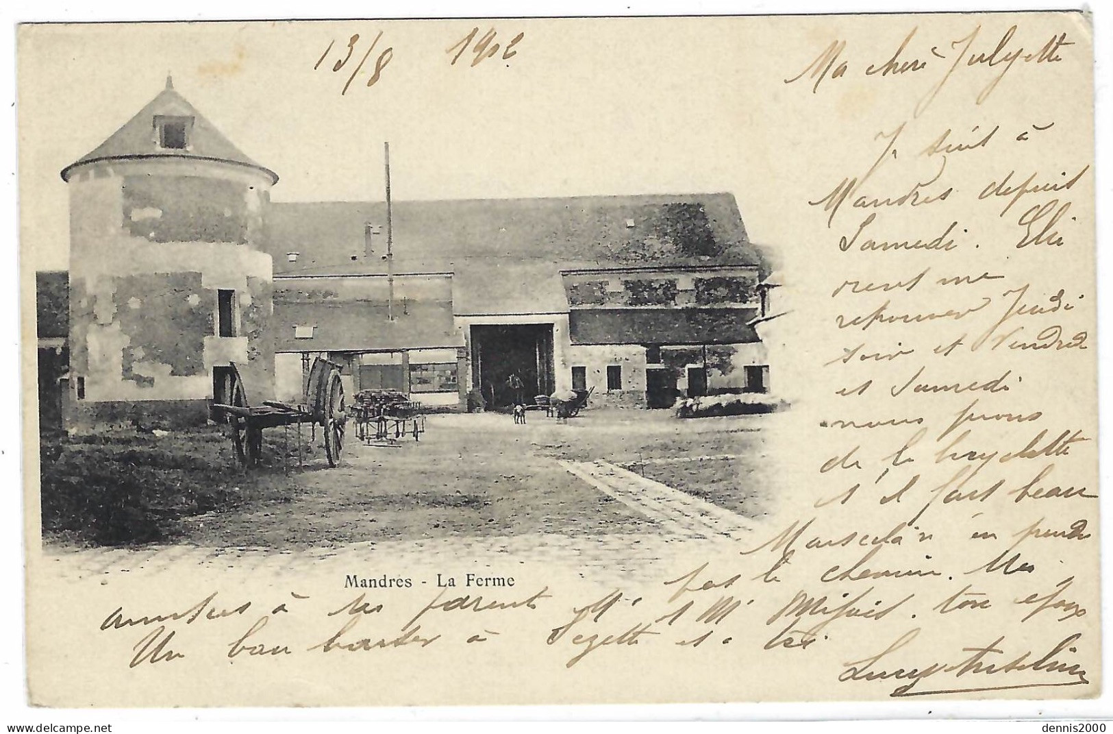 MANDRES (94) - La Ferme - Sans éditeur - Oblit. 1902 - Mandres Les Roses