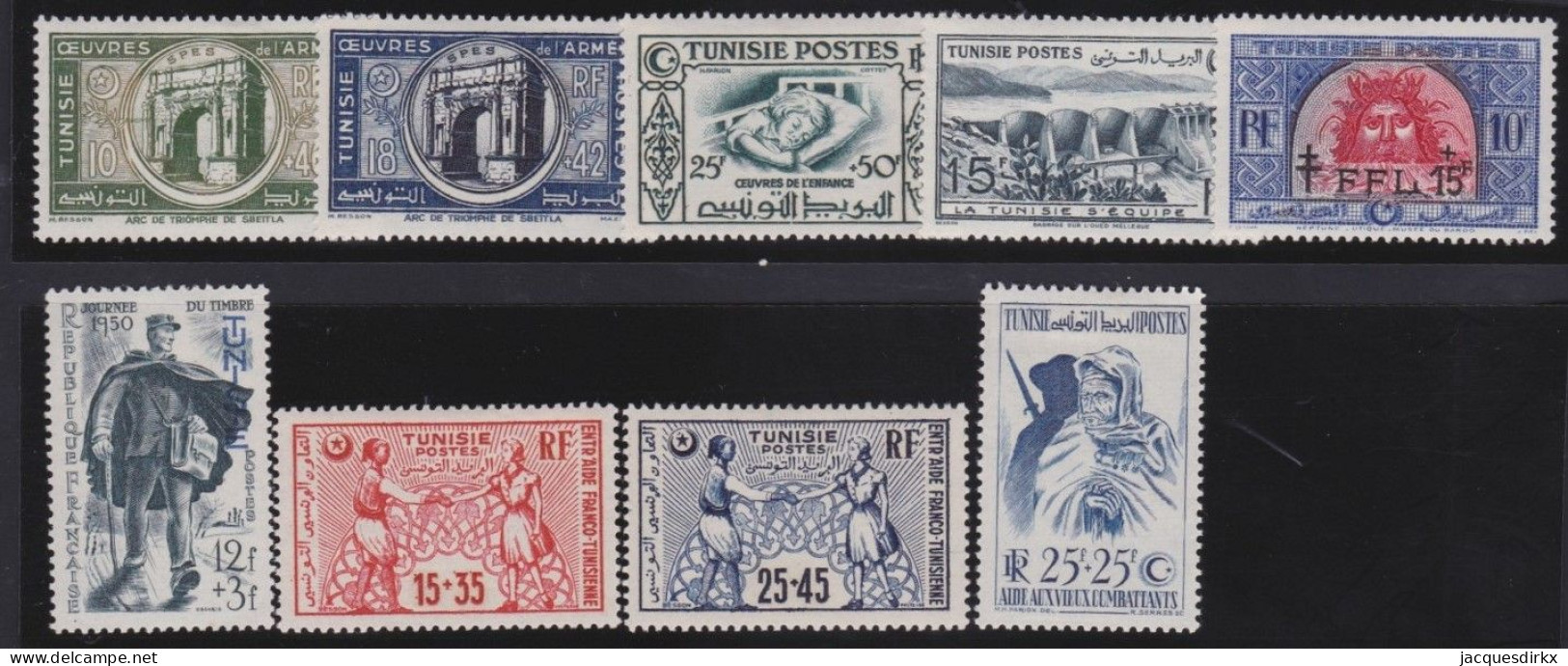 Tunisie   .  Y&T   .    9 Timbres   .      *    .    Neuf Avec Gomme - Unused Stamps