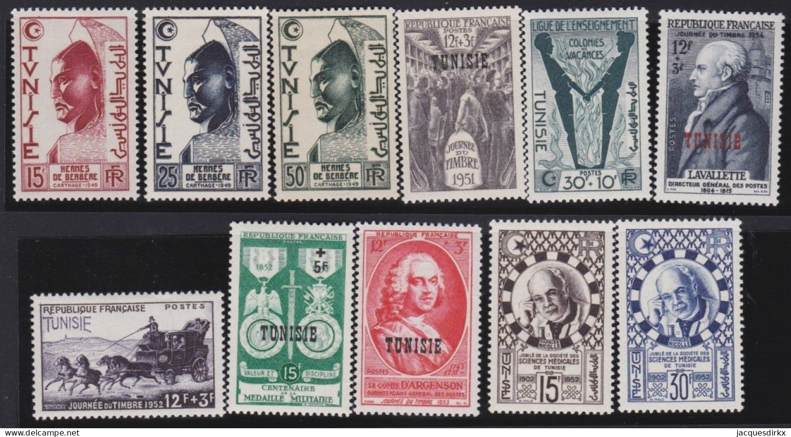 Tunisie   .  Y&T   .    11 Timbres   .      *    .    Neuf Avec Gomme - Ungebraucht