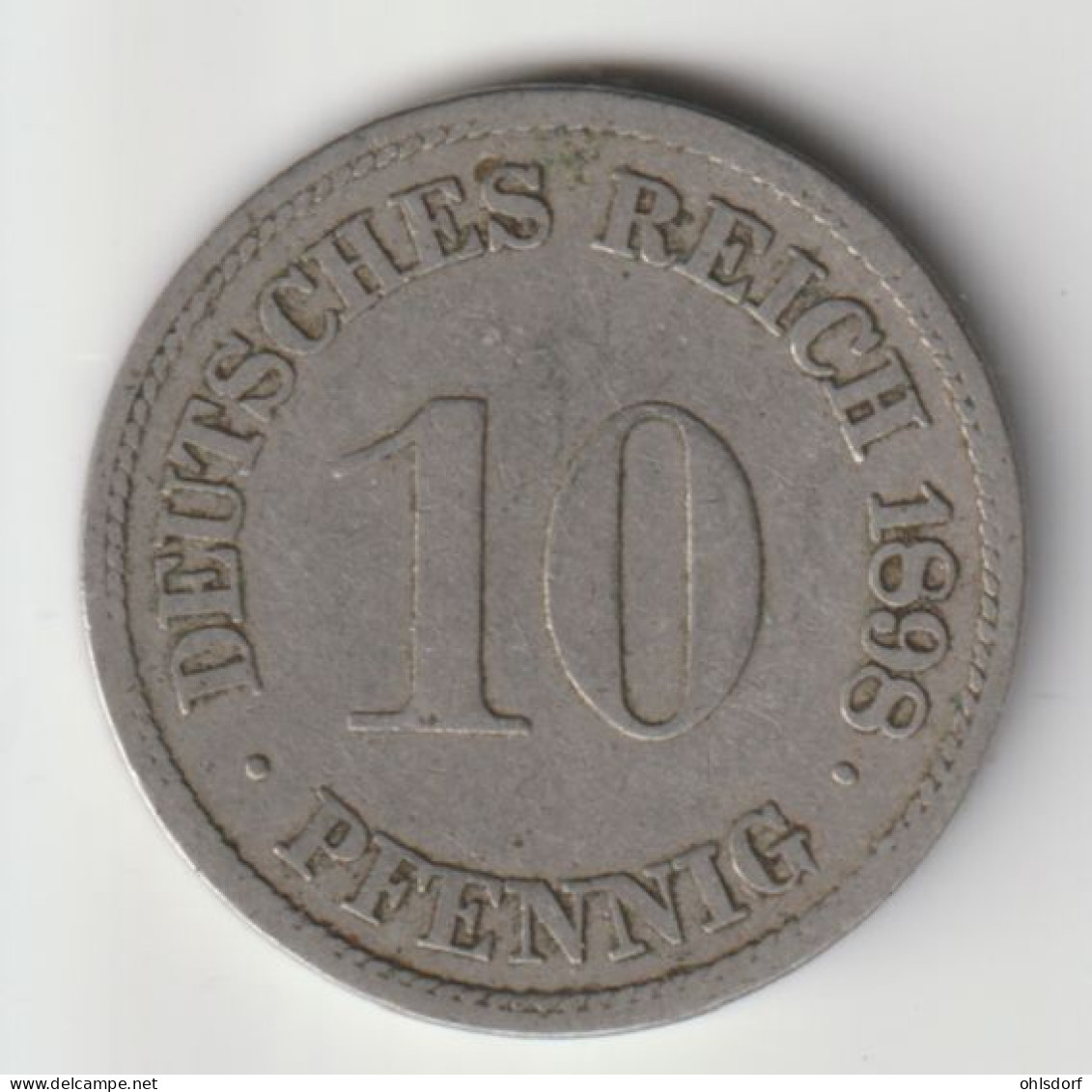 DEUTSCHES REICH 1898 F: 10 Pfennig, KM 12 - 10 Pfennig