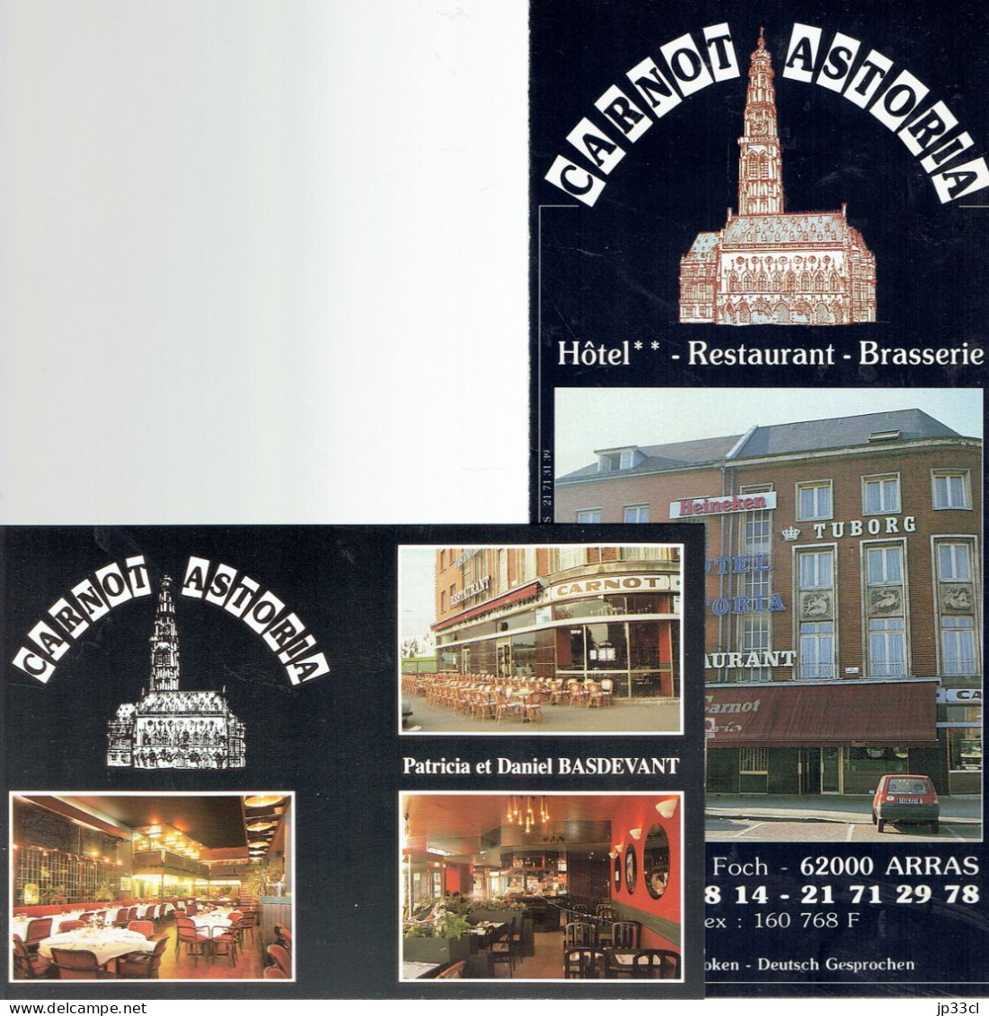 Ancien Dépliant Et CP Non Circulée Sur L'Hôtel-Restaurant Carnot Astoria, Arras( France) - Vers 1990 - Tourism Brochures