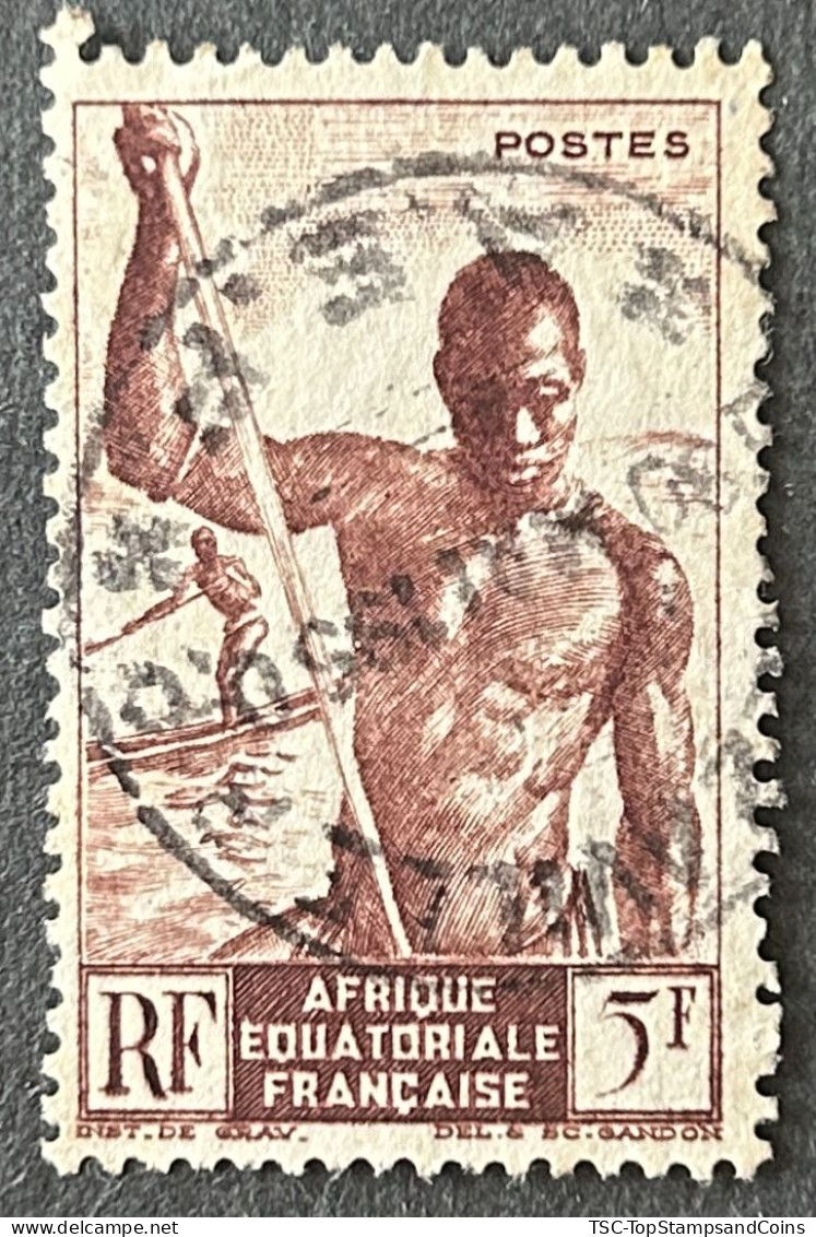 FRAEQ0221U1 - Local Motives - Fishermen Of Niger - 5 F Used Stamp - AEF - 1947 - Usados