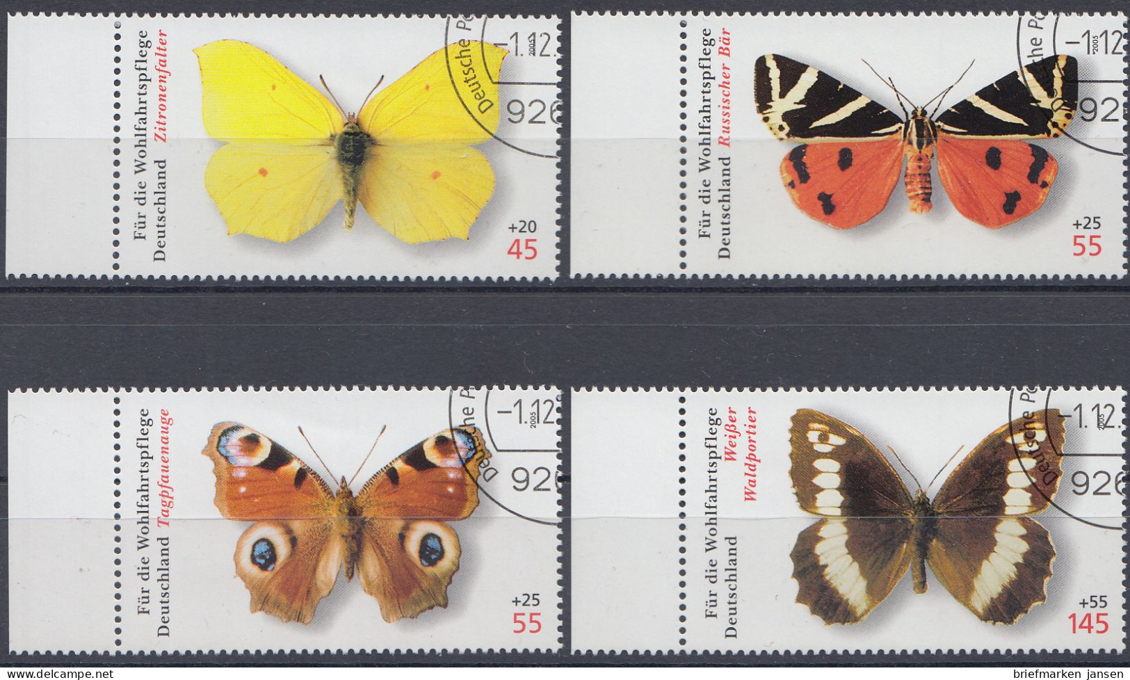 D,Bund Mi.Nr. 2500-03 Wohlfahrt 2005, Schmetterlinge (4 Werte) - Sonstige & Ohne Zuordnung