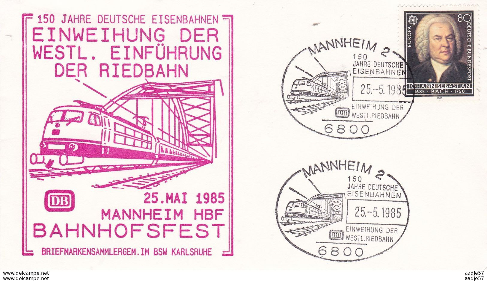 Germany Deutschland 150 Jahre Eisenbahnen Einw. Der Westl. Einführung Der Riedbahn Mannheim 25-05-1985 - Trains