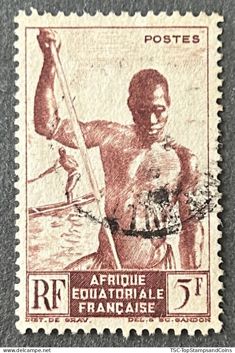 FRAEQ0221U2 - Local Motives - Fishermen Of Niger - 5 F Used Stamp - AEF - 1947 - Oblitérés
