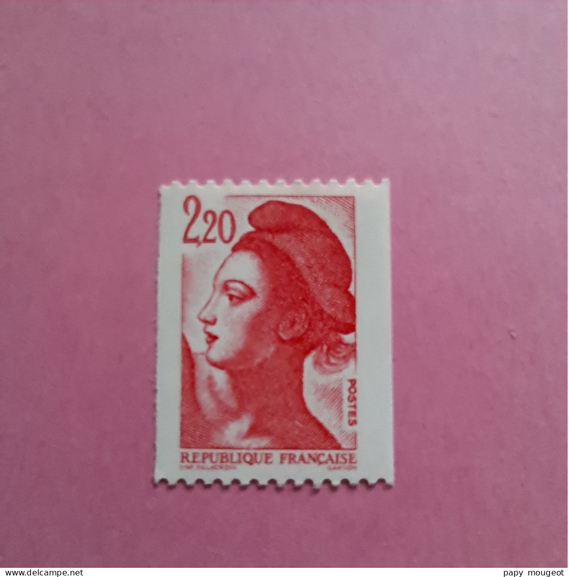 Roulette N°2379d 2.20 F Rouge N° Rouge Gomme Jaune Brillante Neuf ** Cote 2024 7€ - 1982-1990 Liberté (Gandon)