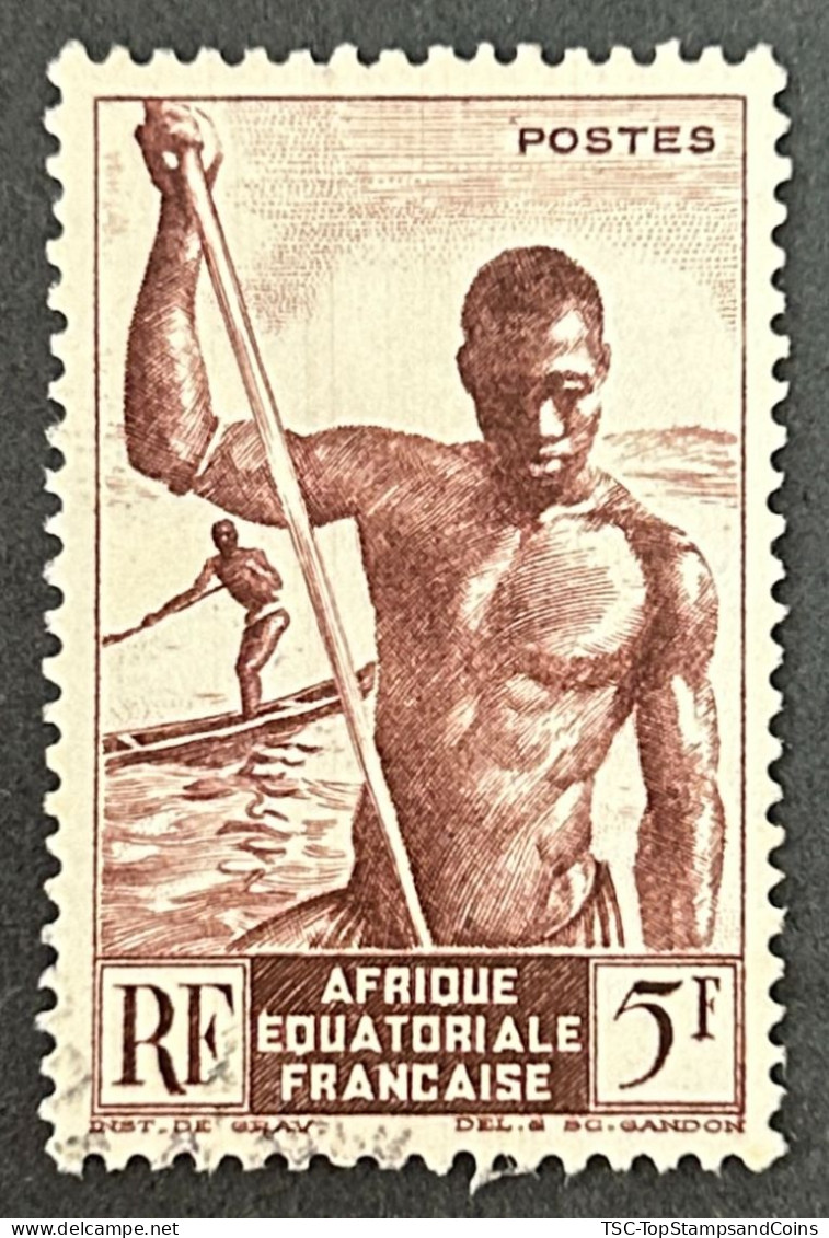 FRAEQ0221U3 - Local Motives - Fishermen Of Niger - 5 F Used Stamp - AEF - 1947 - Oblitérés