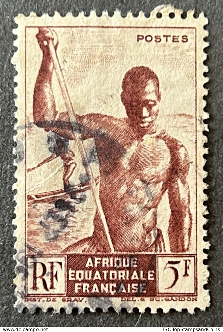 FRAEQ0221U4 - Local Motives - Fishermen Of Niger - 5 F Used Stamp - AEF - 1947 - Usados