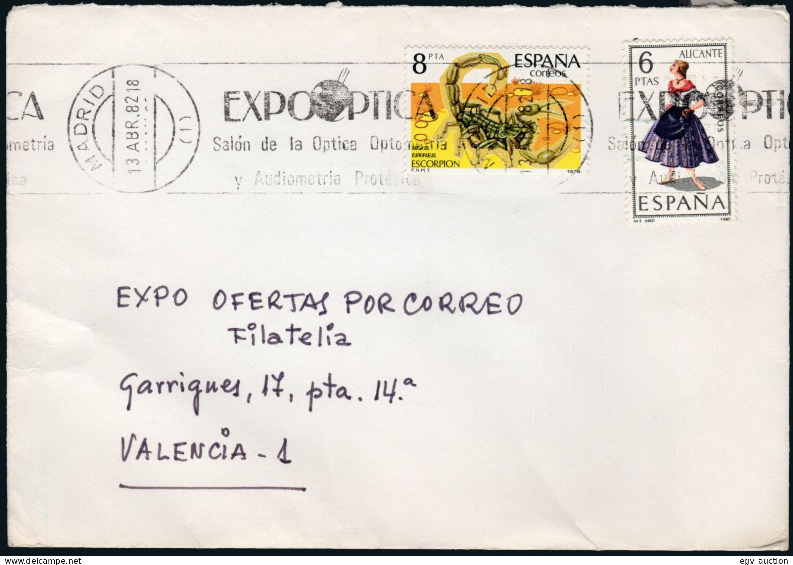 Madrid - Edi O 2533+1769 - Mat Rodillo "Madrid 13/4/52 - Exp Óptica - Salón De La Óptica" A Valencia - Brieven En Documenten