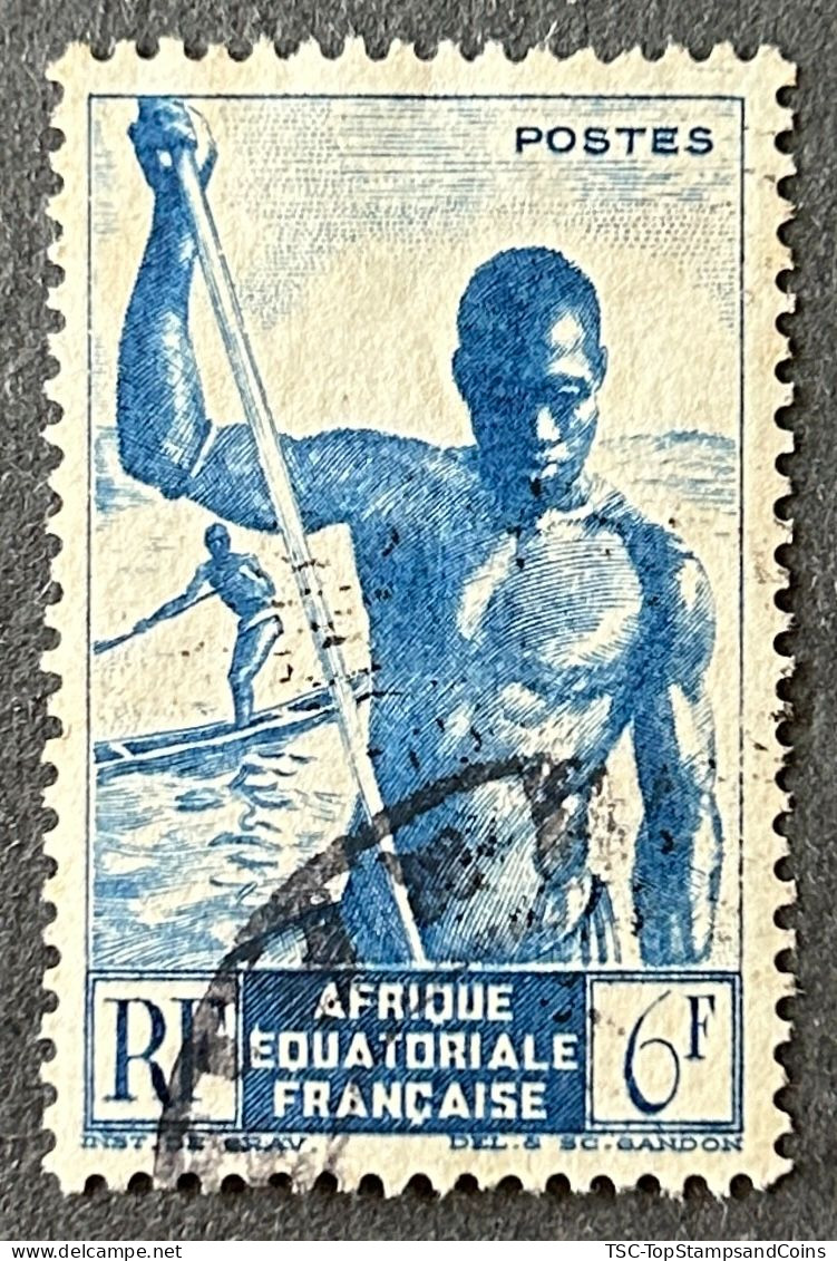 FRAEQ0222U - Local Motives - Fishermen Of Niger - 6 F Used Stamp - AEF - 1947 - Usati