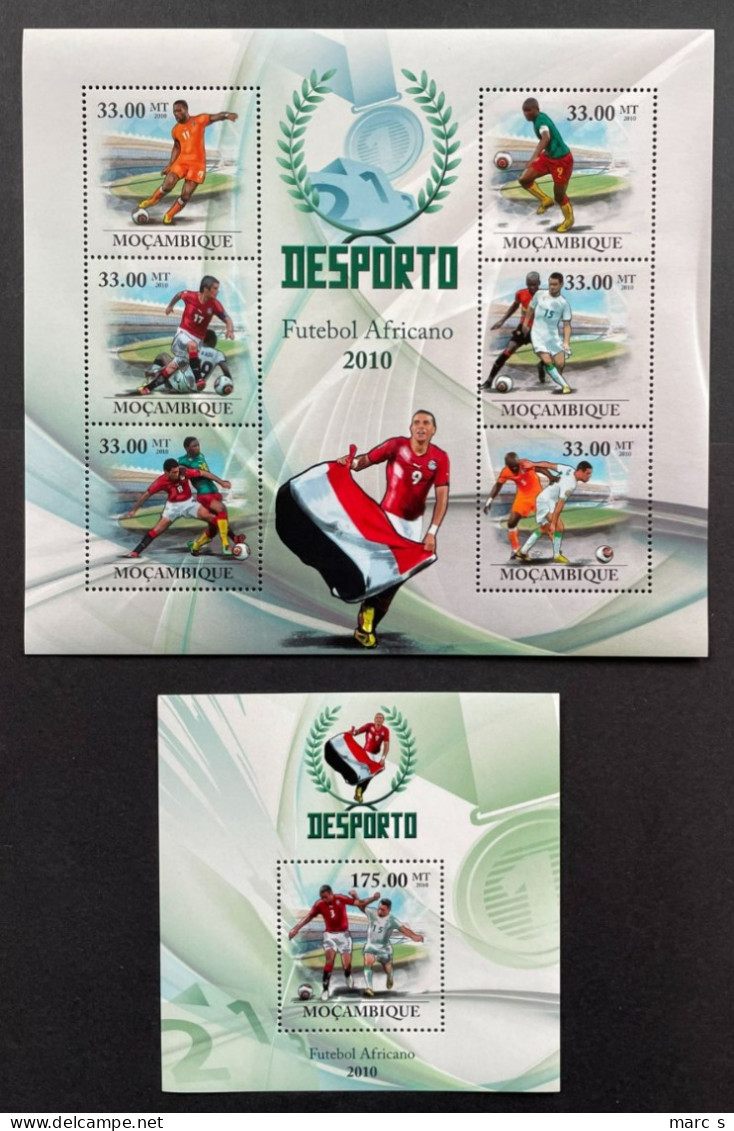 MOZAMBIQUE 2010 - NEUF**/MNH - LUXE - Série Complète Mi 3669 / 3674 + BF 318 - AFRICAN SOCCER FOOTBALL AFRICAIN - Unused Stamps