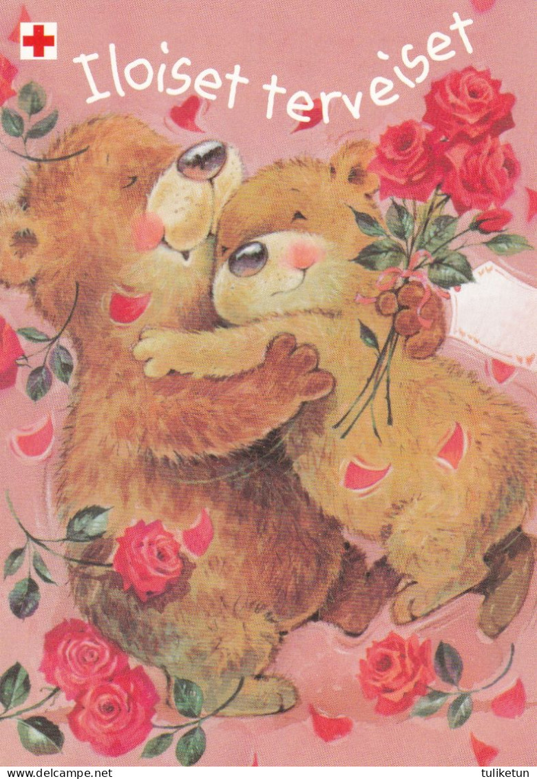 Postal Stationery - Teddy Bears Hugging Together - Red Cross 2004 - Suomi Finland - Postage Paid - Postwaardestukken