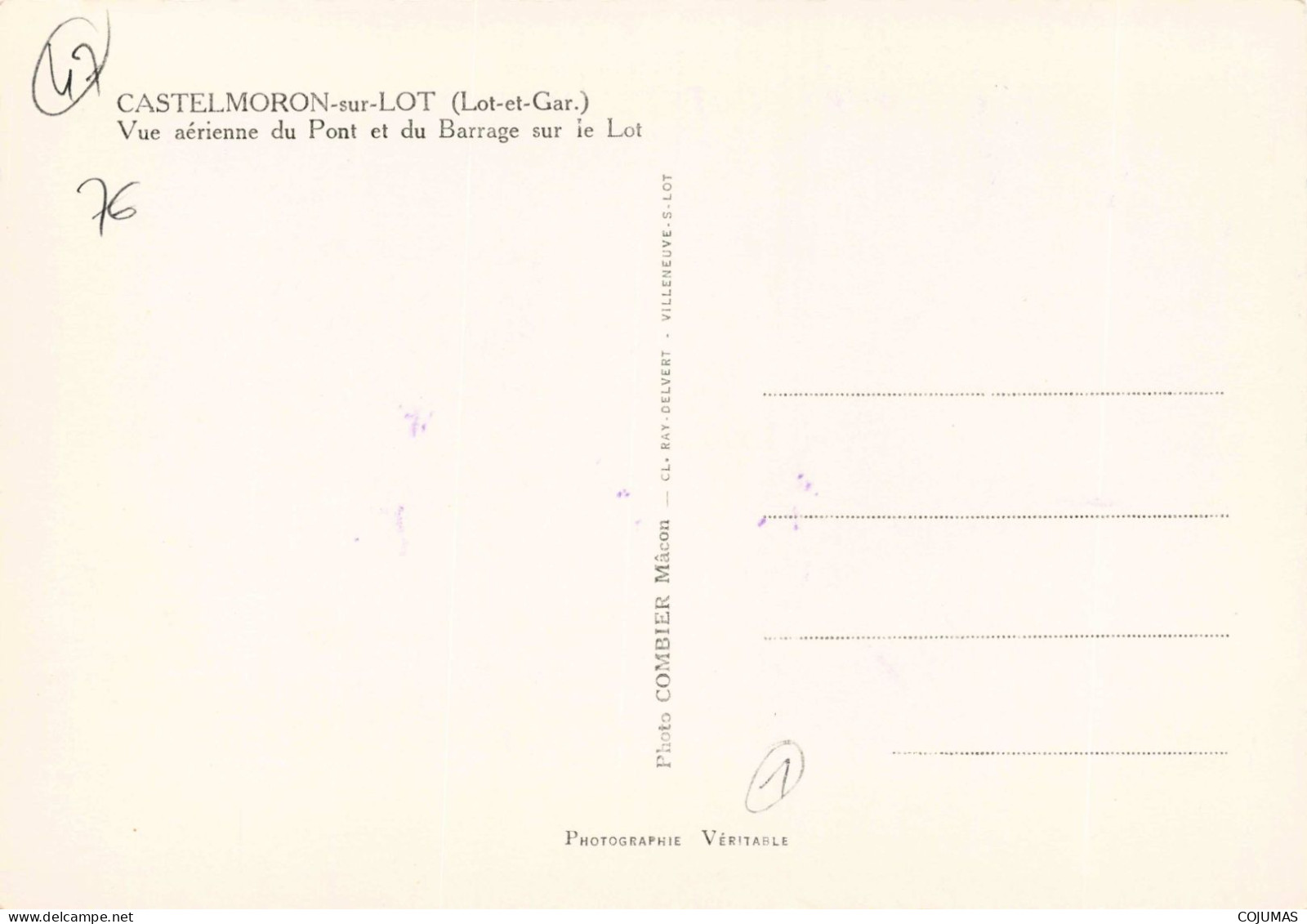 47 - CASTELMORON SUR LOT _S27648_ Vue Aérienne Du Pont Et Du Barrage Sur Le Lot - COMBIER - CPSM 15x10 Cm - Castelmoron