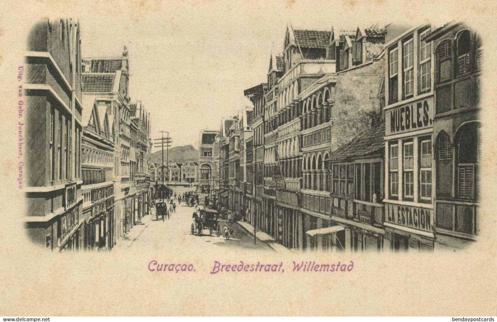 Curacao, W.I., WILLEMSTAD, Breedestraat (1900s) Gebr. Jonckheer Postcard - Curaçao