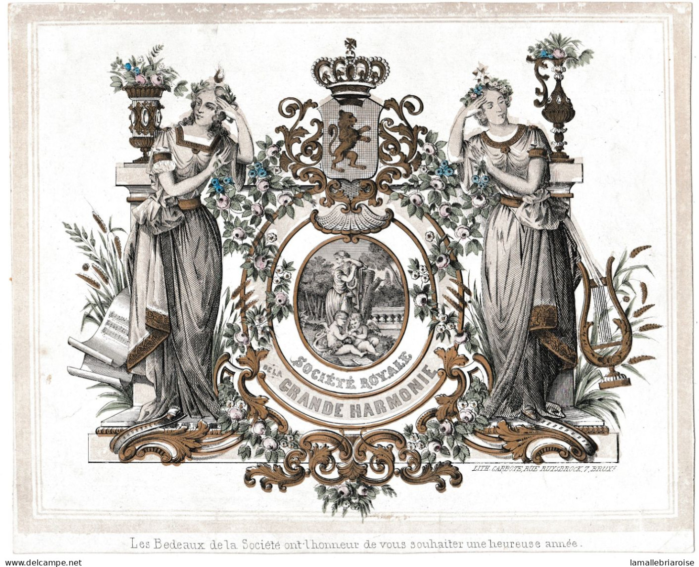 Belgique, "Carte Porcelaine" Porseleinkaart, Societe Royale De La Grande Harmonie , Lith Bruxelles, 243x196mm - Cartoline Porcellana