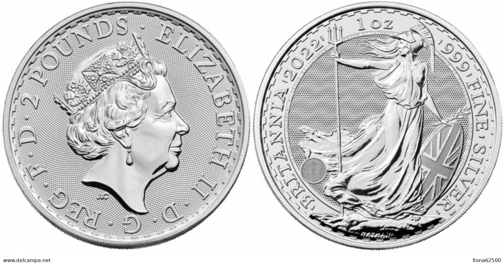 GRANDE-BRETAGNE . BRITANNIA .1 ONCE D'ARGENT 2022 . - 2 Pounds