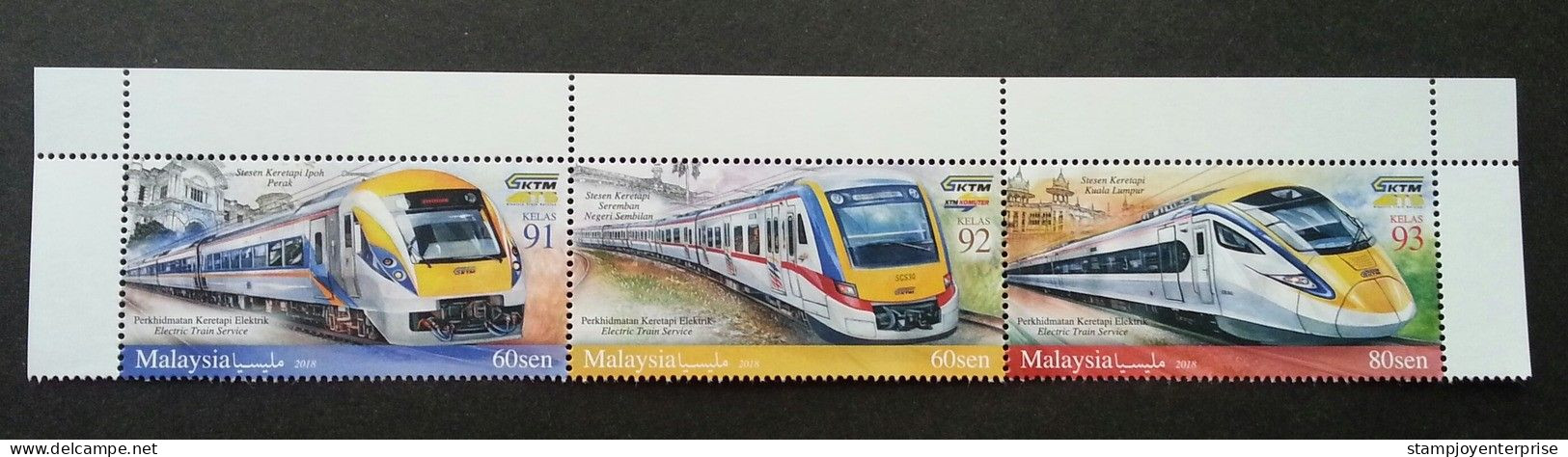 Malaysia Electric Train Service ETS 2018 Locomotive Railway Transport Vehicle (setenant Strip) MNH *unissued - Malesia (1964-...)