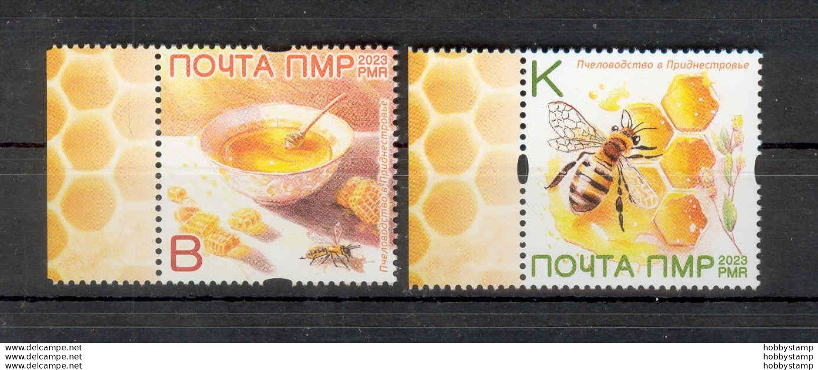 Label Transnistria 2023 Beekeeping Bees 2v**MNH - Fantasy Labels