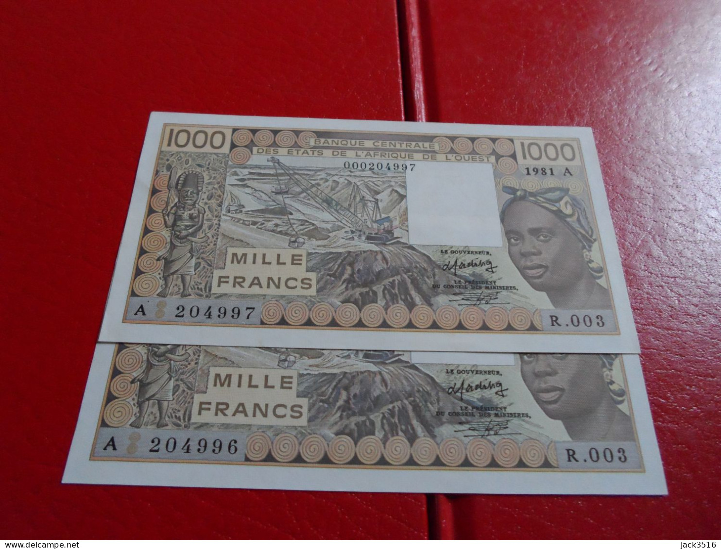 2 Billets 1000 Francs Côte D'ivoire 1981 Neuf/unc Suite De 2 Billets - Sonstige – Afrika